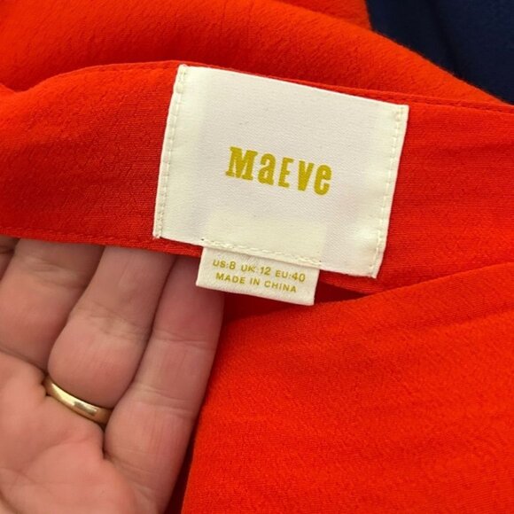 Anthropologie Maeve Red Ruffle Top 8 Smocked Square Neck Peasant Boho EUC - Picture 4 of 8